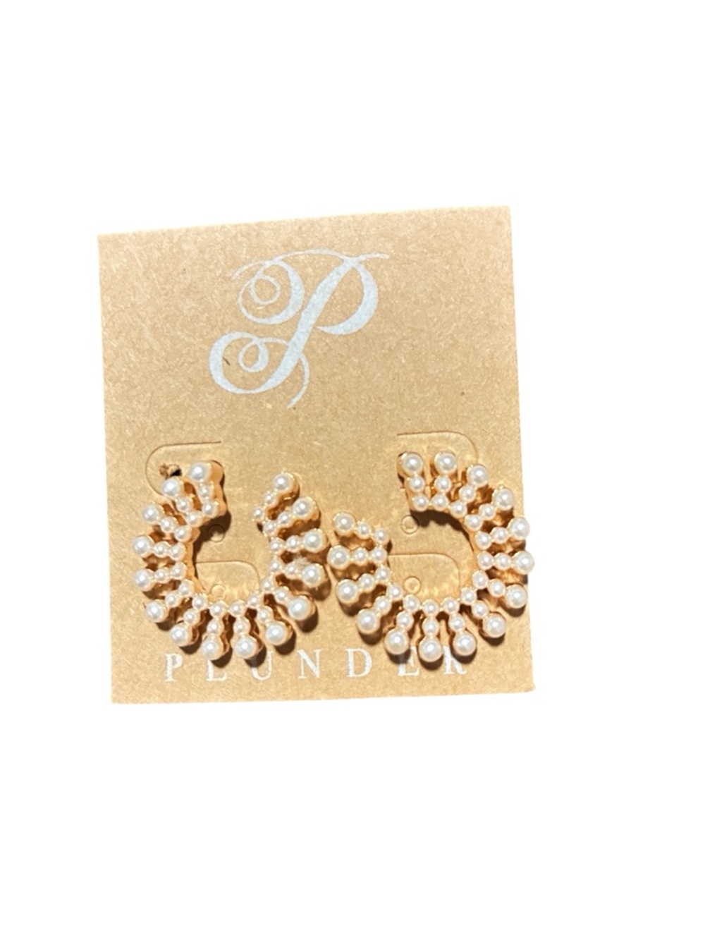 Plunder Gold and Pearl Sunburst Hoop Earrings